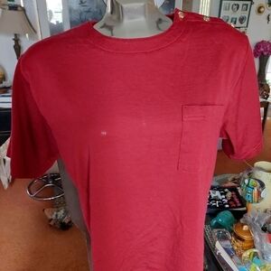 Vintage Deep Red Rayon blend Short-sleeved Pullover Size Large
